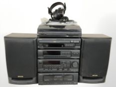 An Aiwa hi-fi system including turntable, CD player, cassette deck, pair of speakers,