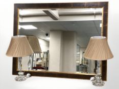 A modern bevelled and gilt over mantel mirror,