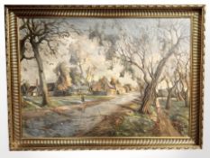 Danish School : A tree lined avenue, oil on canvas, 95 cm x 67 cm.