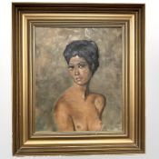 Danish School : Nude study of a female, oil on canvas, 29 cm x 35 cm.