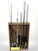 A group of fishing rods including Mitchell, Berkley,