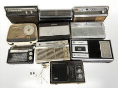 Ten various vintage radios including Grundig, Philips, etc.