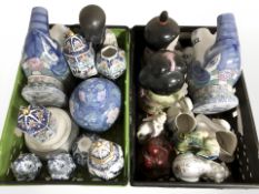 A group of modern oriental porcelain vases, figures,
