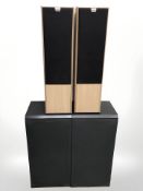 A pair of Memorex speakers and a pair of Concept speakers.