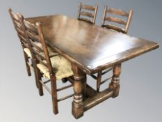 A Titchmarsh & Goodwin reproduction oak refectory dining table, 185 cm x 81 cm x 76 cm,