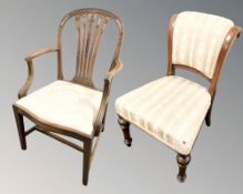 A mahogany carver chair and a salon chair
