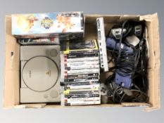 A Sony Playstation 1 console, a Playstation 2 slim console, various Playstation 3 games,