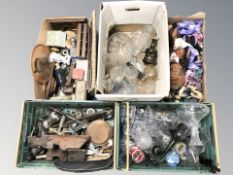 A large quantity of 20th century glass wares, metal wares, treen,