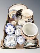 Assorted tureens, Crown Devon Fieldings twin handled planter, further planter, porcelain plates,
