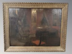 20th century school : salon interior, oil on canvas,