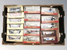 A group of Matchbox Models of Yesteryear die cast classic cars.