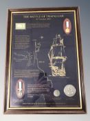 A Battle of Trafalgar framed montage, 46 cm x 34 cm.