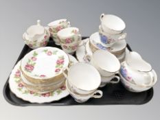 Nineteen pieces of Royal Vale tea china decorated with pink roses,