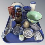 A group of studio glass items including an Aida bowl, various paperweights,