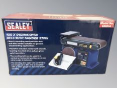 A Sealey 100 x 915mm belt / disk sander, in box.