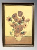 After Vincent Van Gogh : Sunflowers, print on fabric,