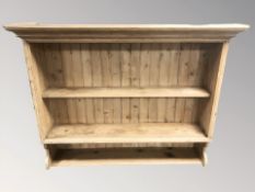 A late Victorian pine dresser top, 152 cm W x 39 cm D x 116 cm H.