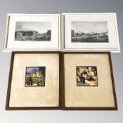 Herbert Gurschner (1901-1975) A pair of wood cuts depicting village scenes,