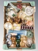 Assorted coloured glass vessels, vases, etc.