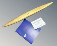 Deryck Healey : A gilded bronze elliptical wall art piece, with hanging bracket verso, length 91 cm,