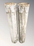 A pair of distressed painted pine columns, length 82 cm.