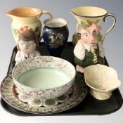 A Burleigh Ware floral decorated vase, similar Czechoslovakian vase, Carlton Ware chinoiserie vase,