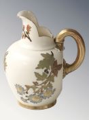 A Royal Worcester blush ivory jug, shape No. 1094, height 13.5 cm.
