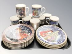 Ten Royal Worcester Christmas Tales mugs and ten accompanying collector's plates.