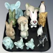 A group of animal ornaments including Silvac, etc.