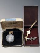 A lady's 9ct gold Rotary wristwatch with 9ct gold integral bracelet,