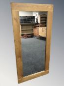 A modern oak framed rectangular mirror, 120 cm x 60 cm.
