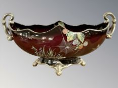 A Carlton Ware Rouge Royale twin handled centerpiece, width 33 cm.