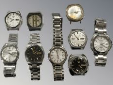 A group of gent's Seiko wristwatches