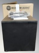 A Monitor MRW-10 speaker, in box with leads and instructions.
