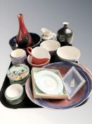 A group of ceramics including Wilton Ware cobbled blue ground bowl,