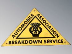 An AA enameled triangular sign, width 32 cm.