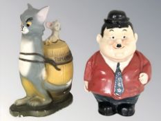 A ceramic Tom and Jerry money box, stamped copyright Metro Goldwyn Mayer, 1972, height 20 cm,