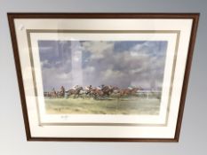 After Peter A Smith : A Horse Race, limited edition colour print,