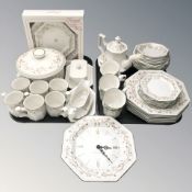 Approximately forty three pieces of Johnson Brothers eternal beau dinner wares, wall timepiece, etc.