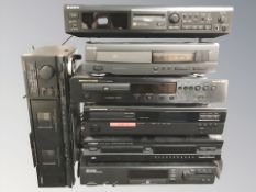 A group of hi-fi separates including Sony mini disc deck, Marantz CD players CD6000 OSE and CD-40,