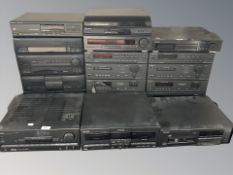 A collection of hi-fi separates including Sony, Pioneer and Kenwood.