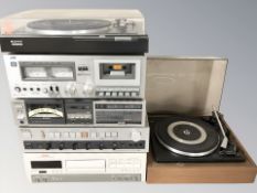 A Garrard turntable, a Sony PS-LX22B turntable and four hi-fi separates including JVC, Sony,