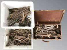 A large quantity of vintage / antique hand tools including spanners, files, vices, etc.