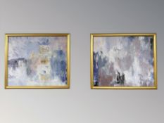 Contemporary school : a pair of abstract studies, oil on canvas,