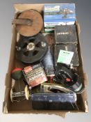 Vintage and modern fishing reels including Shakespeare, further fishing equipment including line,