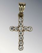A 9ct gold paste-set crucifix pendant, length 3cm CONDITION REPORT: 2.