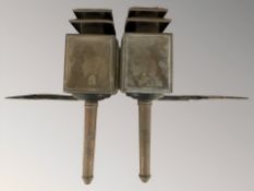 A pair of antique coaching lamps, height 55 cm.