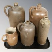 A group of Scandinavian stoneware jugs and flagons.