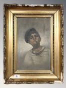 Italian School (Early 20th century) Portrait of a boy smoking a cigarette, oil on canvas,