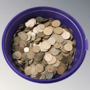A tub of pennies and halfpennies.